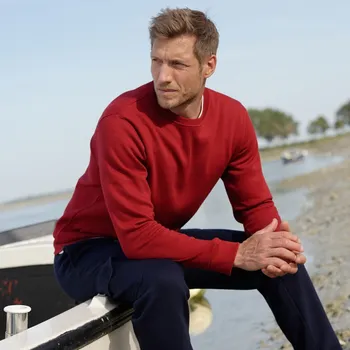 Pánské oblečení Mikina s kulatým výstřihem z česaného moltonu červená 87/96