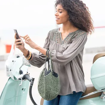 Dámská halenka Macramé halenka se 3/4 rukávy khaki 42