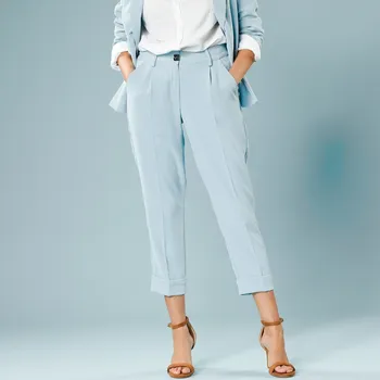 Dámské kalhoty Splývavé 7/8 kalhoty pro menší postavu nebeská modrá 50