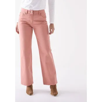 Dámské kalhoty Široké strečové kalhoty, pro menší postavu růžové dřevo 42