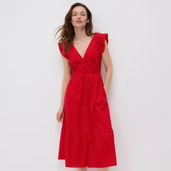 Dámské šaty Reserved - Midi šaty s volány - červená - 6682B-33X - 6682B-33X-M