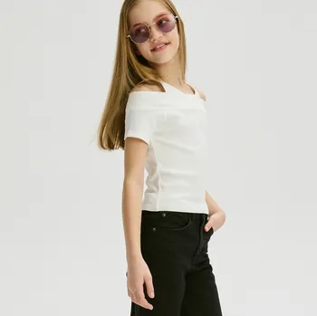 Dívčí tričko Reserved - Halenka s odhalenými rameny - krémová - 913EA-01X - 913EA-01X-164