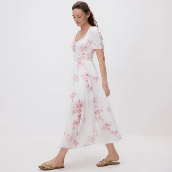 Dámské šaty Reserved - Květované maxi šaty - pastelově růžová - WW275-03X - WW275-03X-M