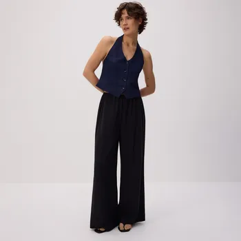 Reserved - Volné kalhoty s viskózou - černý - 696AC-99X - 696AC-99X-M