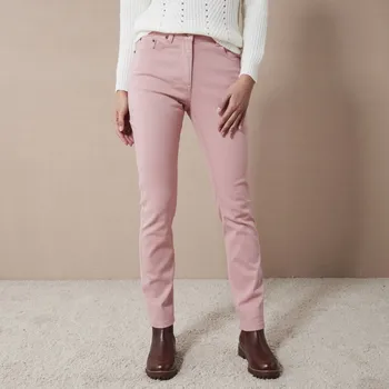 Dámské kalhoty Úzké jednobarevné dlouhé kalhoty růžová 48