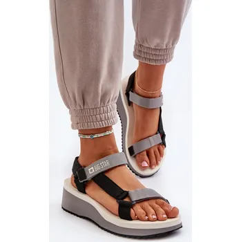 Dámské sandále Dámské sandály na platformě a klíně Big Star NN274A054 Barva: Stříbrná, Velikost: 41