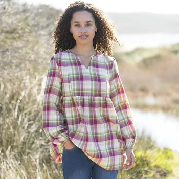 Dámská halenka Halenka flanelová s kostkovaným vzorem purpurová/zelená 36