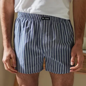 Boxerky Sada 3 pruhovaných boxerek z barveného vlákna modrá+šedá+nám.modrá 109/116 (XXL)