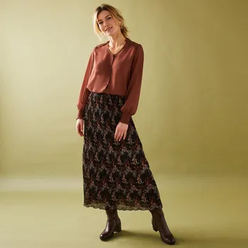 Dámská halenka Jednobarevná halenka z recyklovaného polyesteru karamelová 46