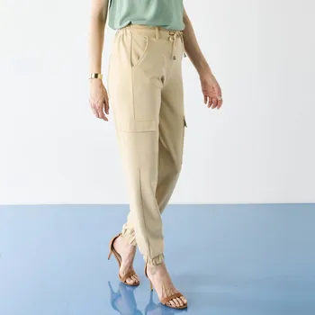 Dámské kalhoty Cargo kalhoty z úpletu Milano písková 48