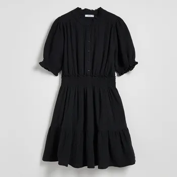 Dámské šaty Reserved - Midi šaty s překládaným výstřihem - černý - 5133V-99X - 5133V-99X-S