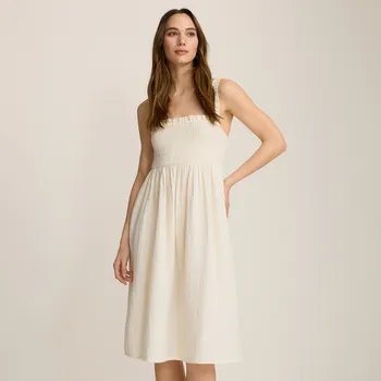 Dámské šaty Reserved - Mušelínové šaty na ramínka - krémová - 760AK-01X - 760AK-01X-S