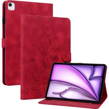 Pouzdro na tablet VSECHNONAMOBIL 106103 ART LILY Zaklápěcí pouzdro pro Apple iPad Air 11 2025 / Air 11 2024 červené