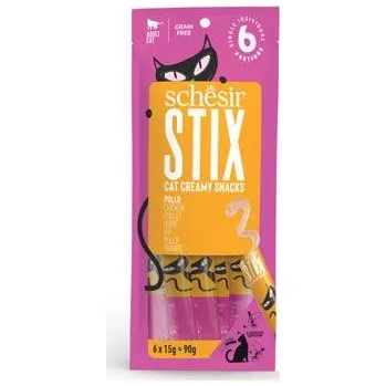 Krmivo pro kočku Schesir pochoutka pro kočky - Stix Liquid Snack kuře 6x15g