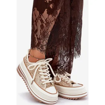 Dámské tenisky Dámské Tenisky Na Masivní Platformě S.Barski BF51-101 Barva: Béžová, Velikost: 38