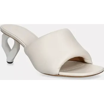 Dámské pantofle Kožené pantofle JW Anderson Chain Heel Open Mule, 40, béžová, 01X