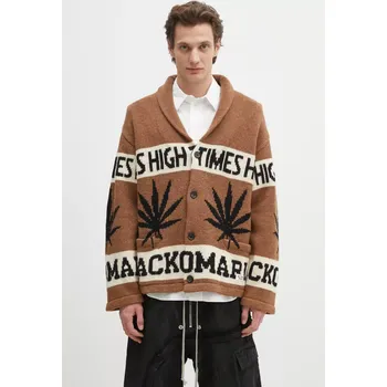 Pánský svetr Vlněný kardigan Wacko Maria Hightimes pánský, hnědá barva, HIGHTIMES-WM-KN04, M, 88X