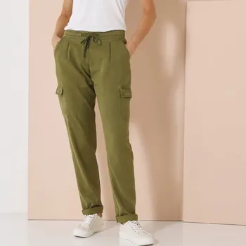 Dámské kalhoty Vzdušné plátěné cargo kalhoty khaki 42