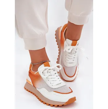 Dámské tenisky Kožené Sportovní Boty S Síťovinou Dámské Vinceza 66775 Barva: Oranžová, Velikost: 38
