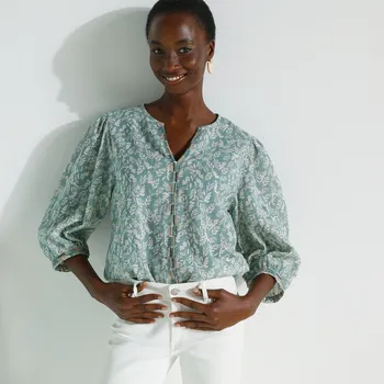 Dámská halenka Halenka s výšivkou z bavlny s potiskem zelená mořská 44