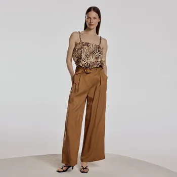 Reserved - Široké kalhoty z lyocellu - béžová - 147FX-80X - 147FX-80X-M