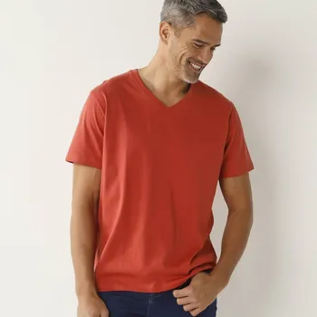 Pánská móda Tričko s výstřihem do V a krátkými rukávy oranžová 137/146