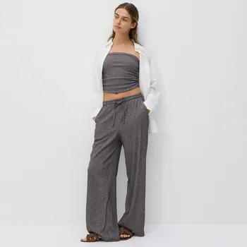 Dámské kalhoty Reserved - Kalhoty ze strukturované látky - tmavě šedá - 9342H-90X - 9342H-90X-L