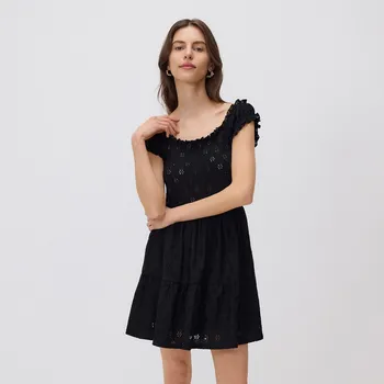 Dámské šaty Reserved - Ažurové mini šaty - černý - XO741-99X - XO741-99X-S