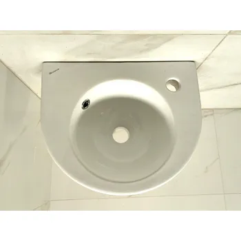 Umyvadlo BESTECO Keramické Umývátko na Stěnu UOVO 40 Bílé 40x34x13 cm s Otvorem pro Baterii a Přepadem P9011