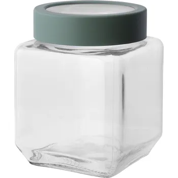 Dóza na potraviny Altom Skleněná hranatá dóza s víkem 500 ml, zelená, čirá