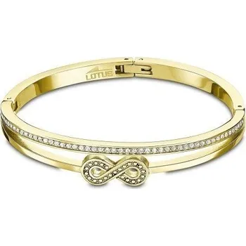 Náramek Pozlacený pevný ocelový náramek nekonečno se zirkony Lotus Style | Elegantní design | Snadné zapínání | Ověřeno 1000+ zákazníky | Záruka 24 měsíců | Kvalitní šperky | ROMERO pozlacená chirurgická ocel, zirkony