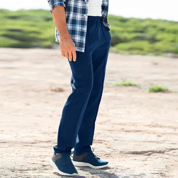 Dámské kalhoty Moltonové volnočasové rovné kalhoty s pružným pasem nám.modrá 40/42