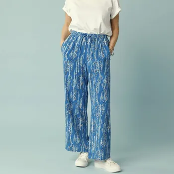 Dámské kalhoty Vzdušné kalhoty s potiskem, pro malou postavu modrá/nám.modrá 34