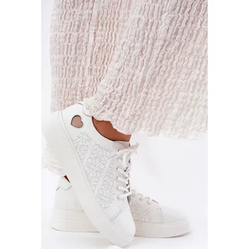 Dámské tenisky Dámské Kožené Sneakersy Na Platformě Vinceza 88018 Barva: Bílá, Velikost: 36