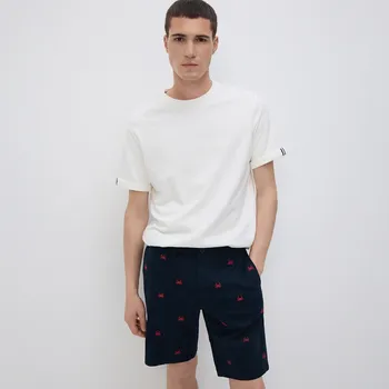 Reserved - Šortky regular z výšivkou - tmavomodrá - 6485L-59P - 6485L-59P-L