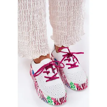 Dámské tenisky Dámské Kožené Sneakersy Na Vzorované Platformě Vinceza 88017 Barva: Bílá, Velikost: 36