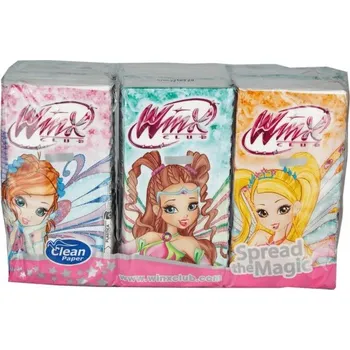 Kapesníky Winx s potiskem 4 vrstvé, folie 6 ks
