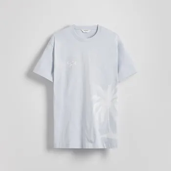 Pánské tričko Reserved - Tričko regular s potiskem - bleděmodrá - 043EE-05X - 043EE-05X-L