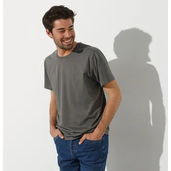 Pánské oblečení Tričko s kulatým výstřihem a krátkými rukávy šedá 97/106 (L)