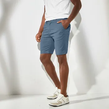 Pánské kraťasy Jednobarevné chino bermudy speciálně pro větší bříško modrošedá 56