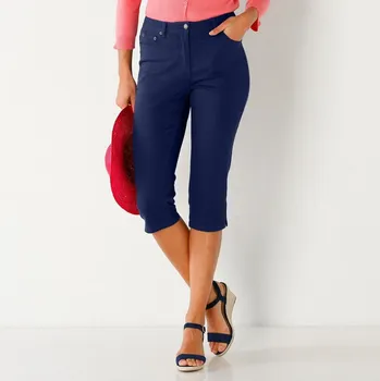 Dámské kalhoty Úzké tvilové 3/4 kalhoty námořnická modrá 52