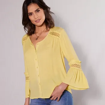 Dámská halenka Jednobarevná halenka s macramé anýzová 40