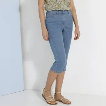 Dámské kalhoty Úzké denimové 3/4 kalhoty sepraná modrá 38