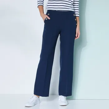 Dámské kalhoty Široké kalhoty s knoflíky nám. modrá 48