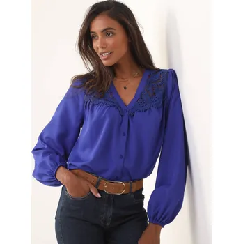 Dámská halenka Košilová halenka s macramé inkoustová 54