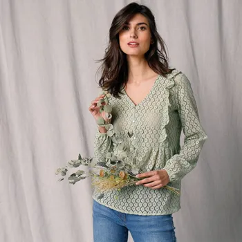 Dámská halenka Košilová halenka s krajkou mandlová 40