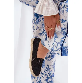 Dámské mokasíny Dámské Espadrilky S Pletením Vinceza 13625 Barva: Černá, Velikost: 38