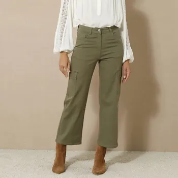 Široké 7/8 cargo kalhoty khaki 48