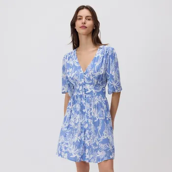 Dámské šaty Reserved - Vzorované minišaty - světle modrá - 3421P-50X - 3421P-50X-M