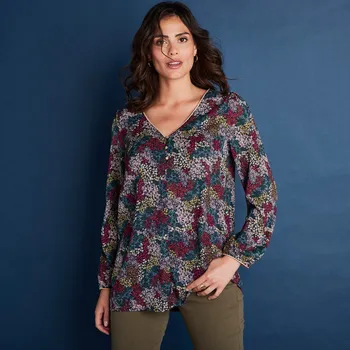 Dámská halenka Halenka s potiskem květin mechová/malinová 46